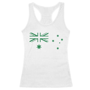 Green Australian Flag Racerback Tank Top Australia Patriotic Country Pride Monochrome Minimalist Graphic