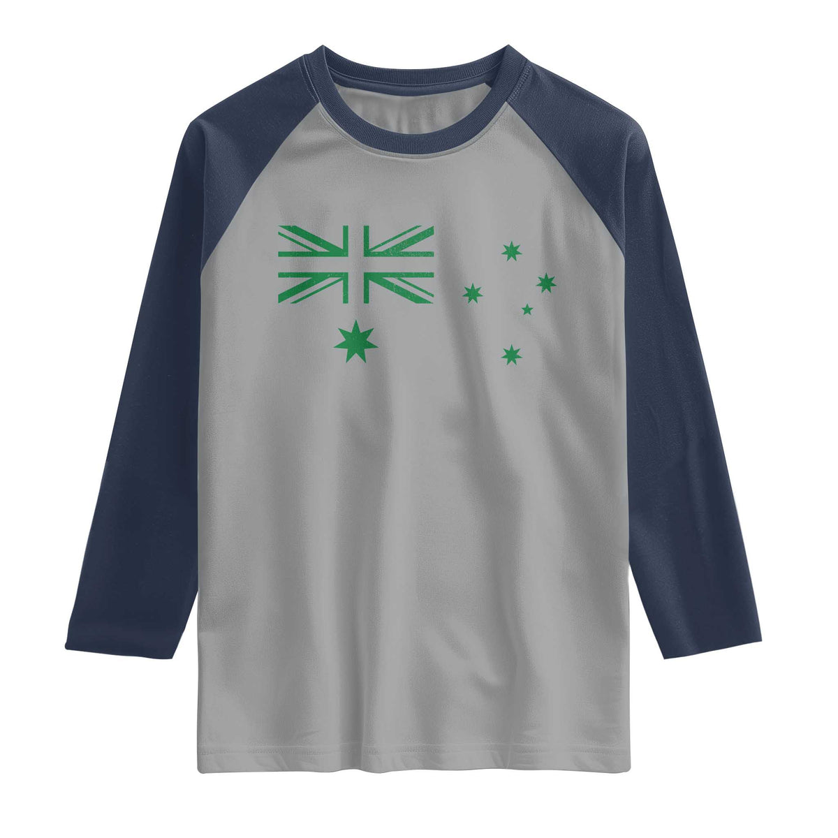 Green Australian Flag Raglan Shirt Australia Patriotic Country Pride Monochrome Minimalist Graphic
