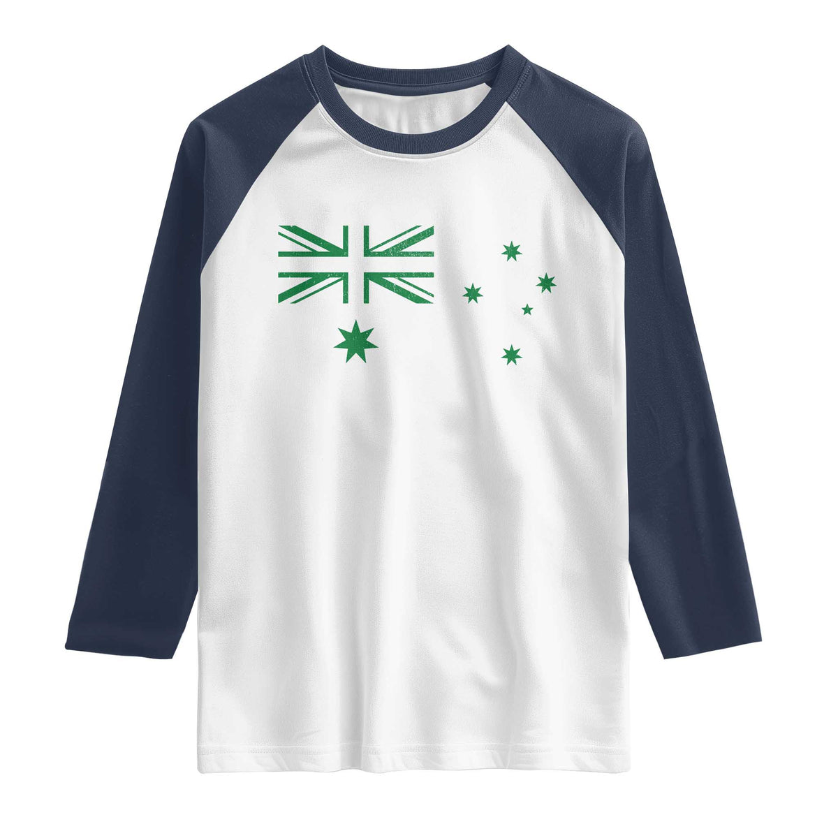 Green Australian Flag Raglan Shirt Australia Patriotic Country Pride Monochrome Minimalist Graphic