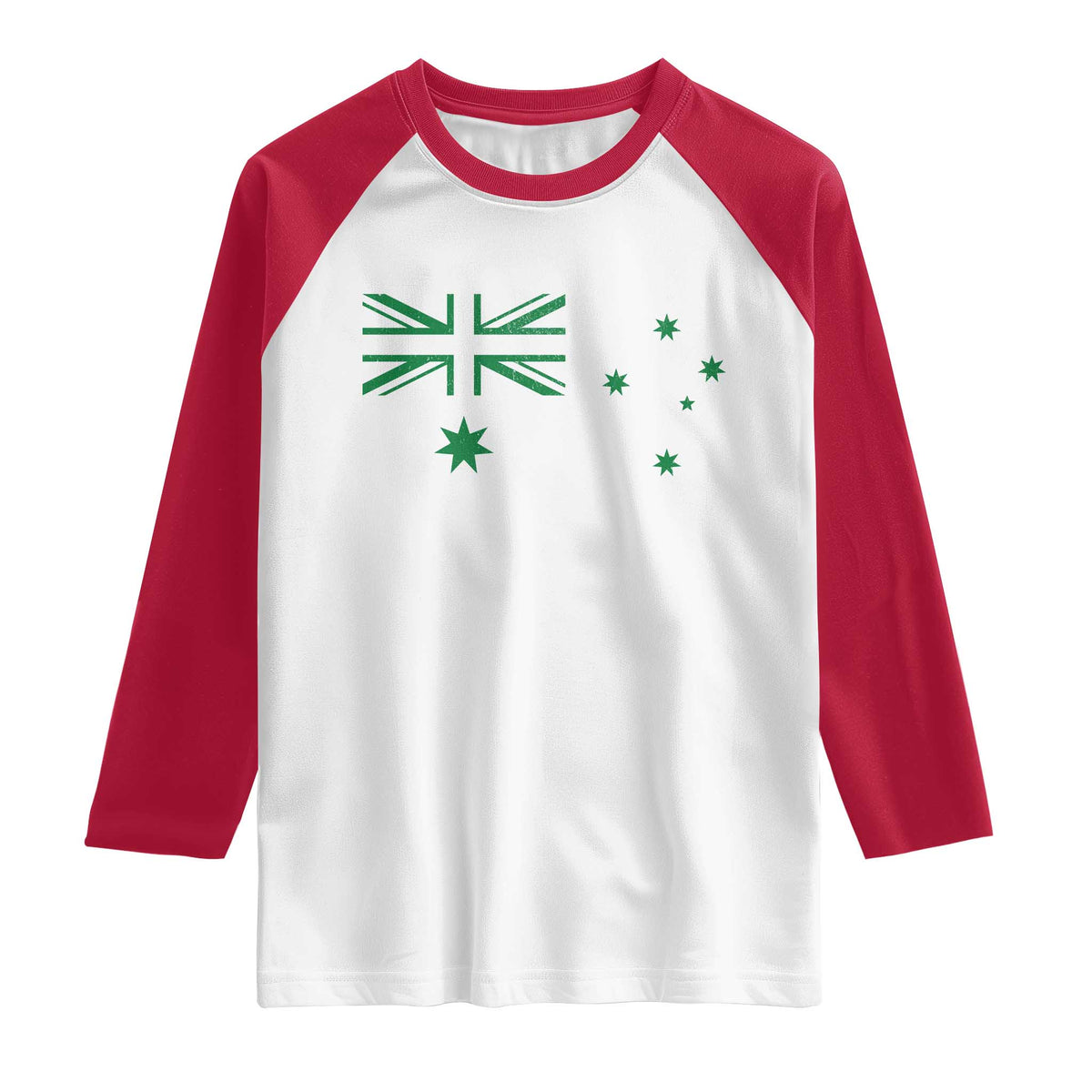 Green Australian Flag Raglan Shirt Australia Patriotic Country Pride Monochrome Minimalist Graphic