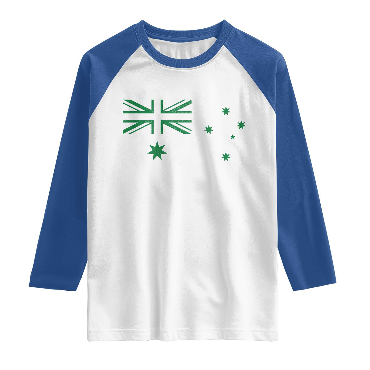 Green Australian Flag Raglan Shirt Australia Patriotic Country Pride Monochrome Minimalist Graphic