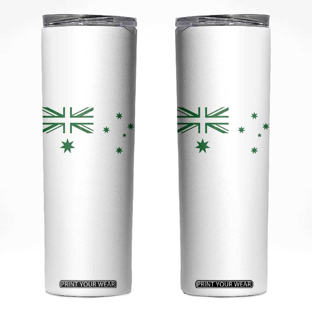 Green Australian Flag Skinny Tumbler Australia Patriotic Country Pride Monochrome Minimalist Graphic TS10 White Print Your Wear