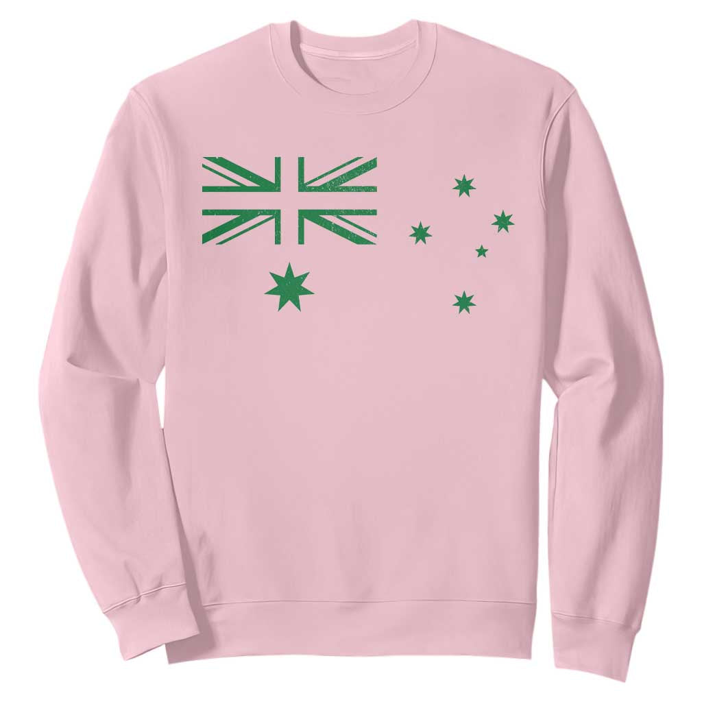 Green Australian Flag Sweatshirt Australia Patriotic Country Pride Monochrome Minimalist Graphic