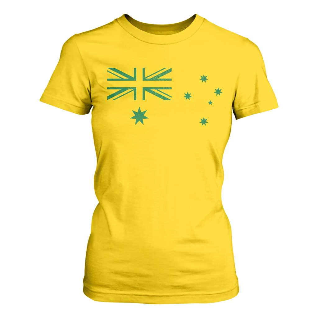 Green Australian Flag T Shirt For Women Australia Patriotic Country Pride Monochrome Minimalist Graphic