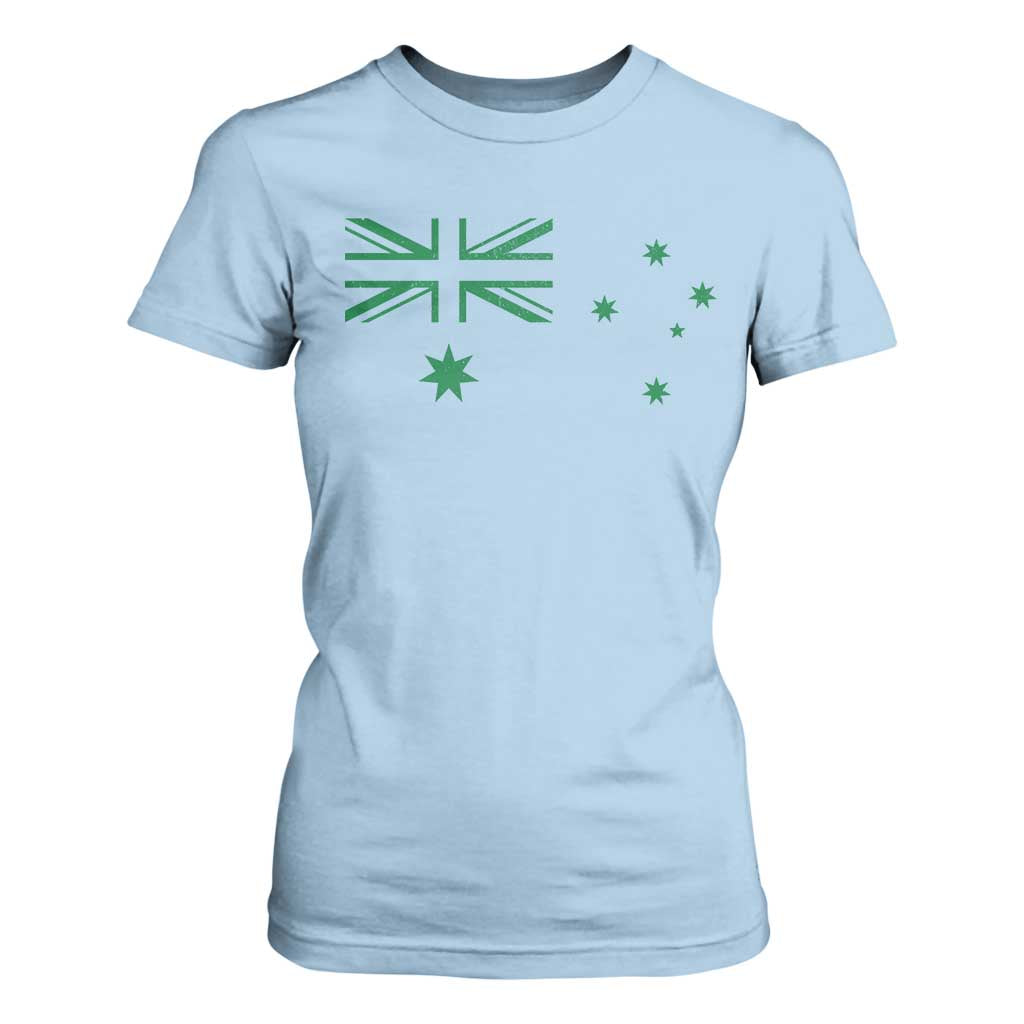 Green Australian Flag T Shirt For Women Australia Patriotic Country Pride Monochrome Minimalist Graphic