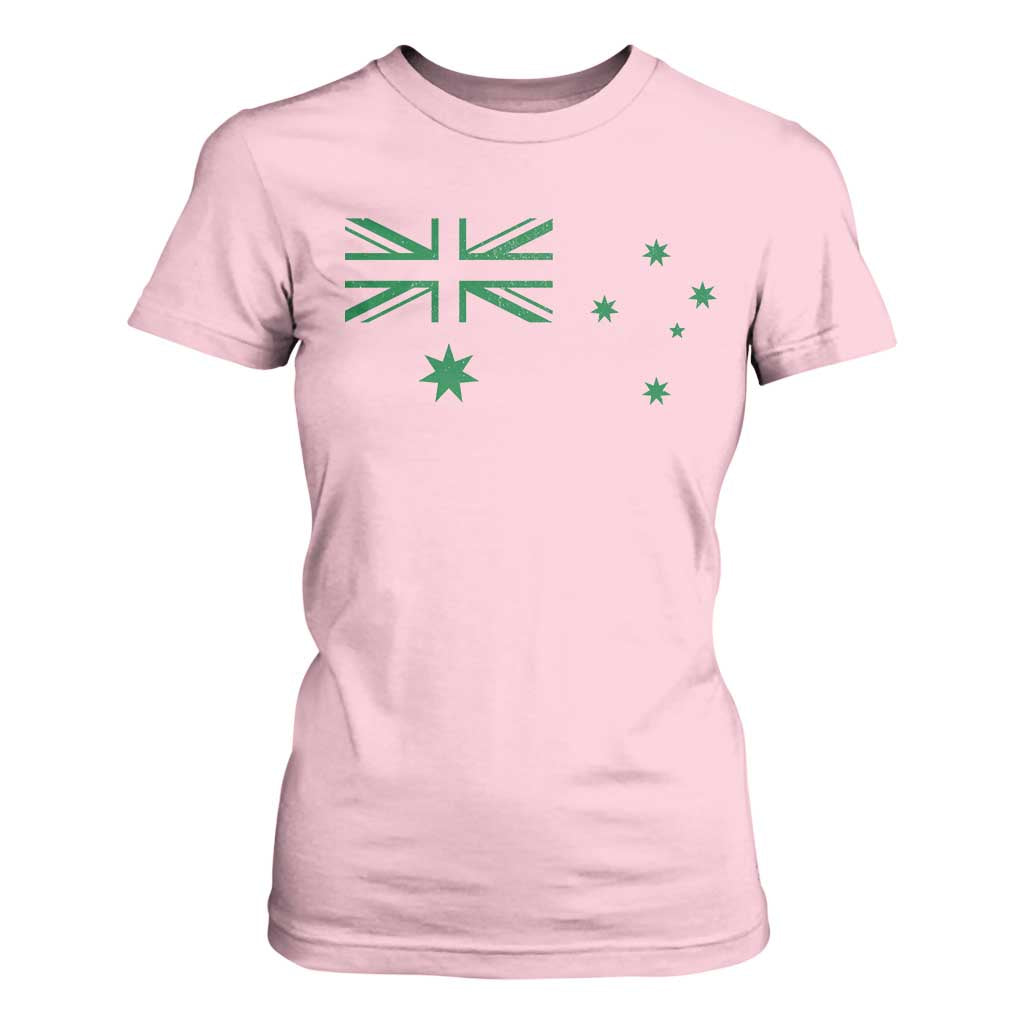 Green Australian Flag T Shirt For Women Australia Patriotic Country Pride Monochrome Minimalist Graphic