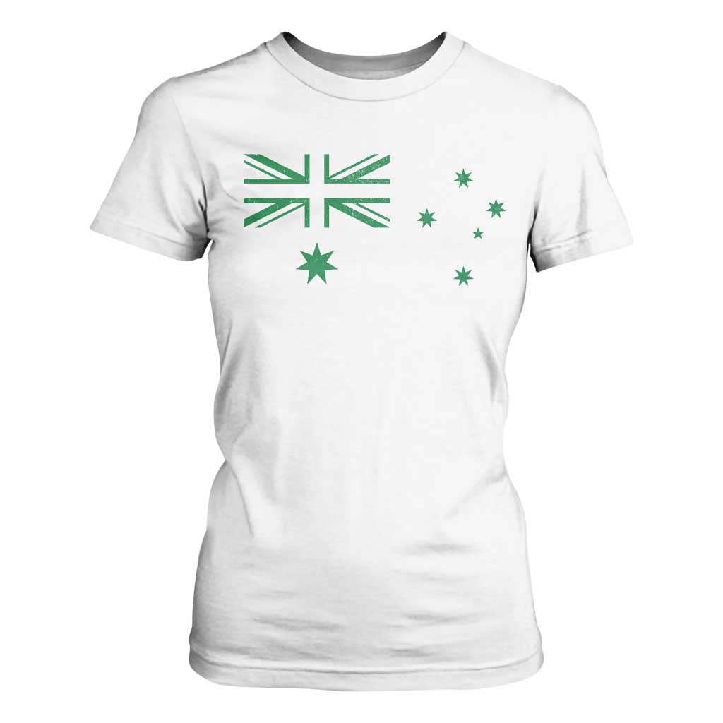 Green Australian Flag T Shirt For Women Australia Patriotic Country Pride Monochrome Minimalist Graphic