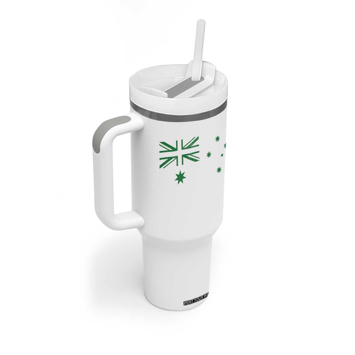 Green Australian Flag Tumbler With Handle Australia Patriotic Country Pride Monochrome Minimalist Graphic