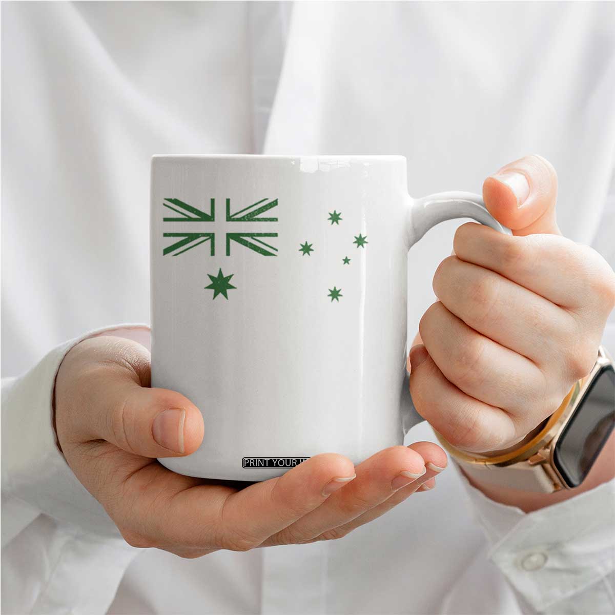 Green Australian Flag Coffee Mug Australia Patriotic Country Pride Monochrome Minimalist Graphic