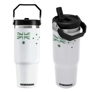 Green Australian Flag Flip Straw Tumbler Australia Patriotic Country Pride Monochrome Minimalist Graphic