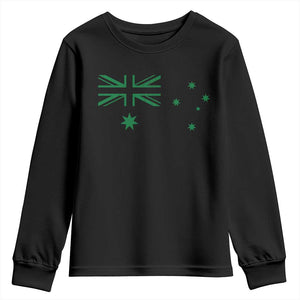 Green Australian Flag Youth Sweatshirt Australia Patriotic Country Pride Monochrome Minimalist Graphic