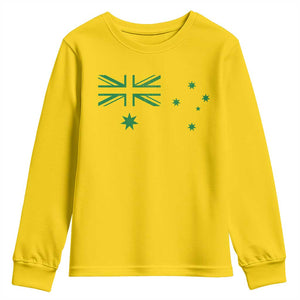 Green Australian Flag Youth Sweatshirt Australia Patriotic Country Pride Monochrome Minimalist Graphic