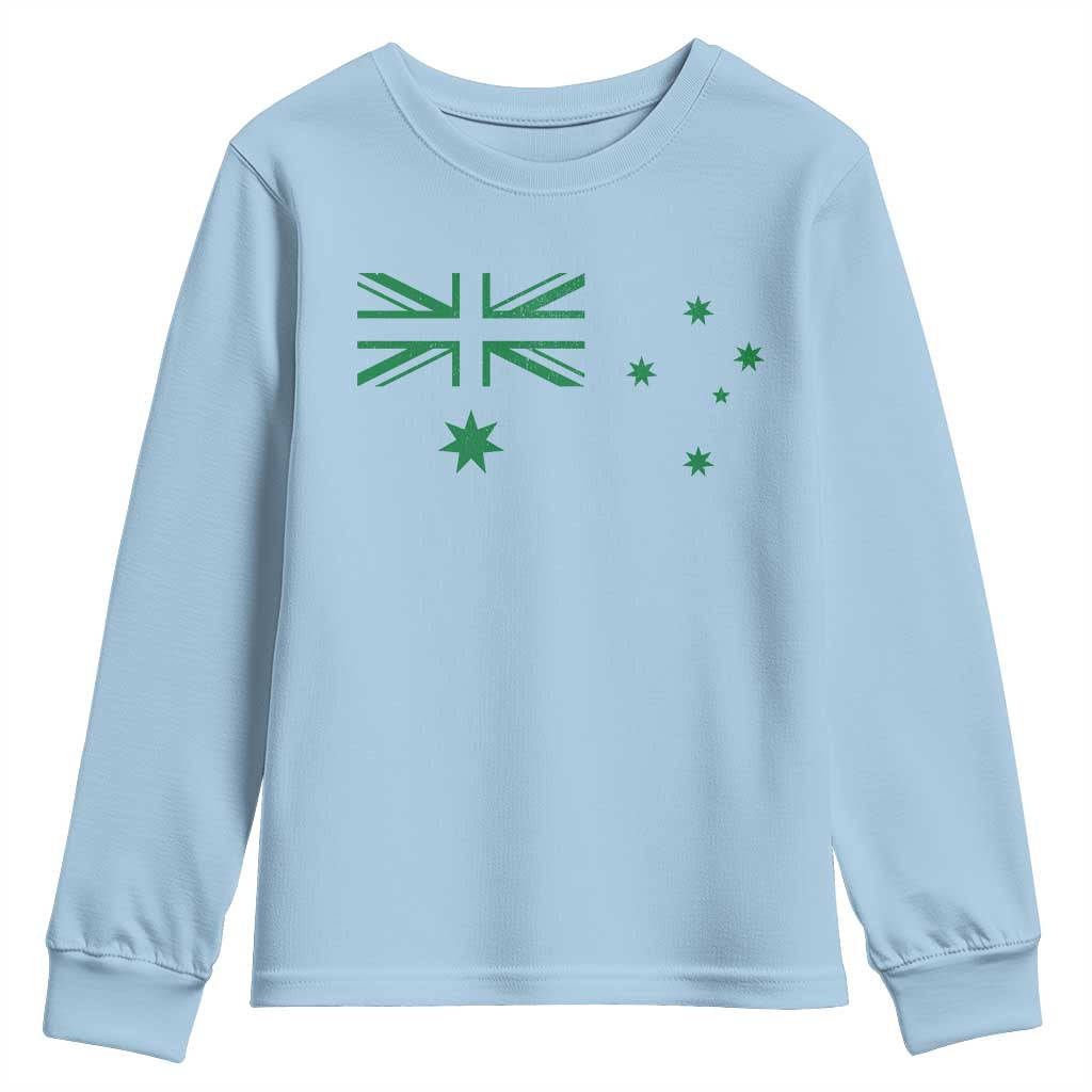 Green Australian Flag Youth Sweatshirt Australia Patriotic Country Pride Monochrome Minimalist Graphic