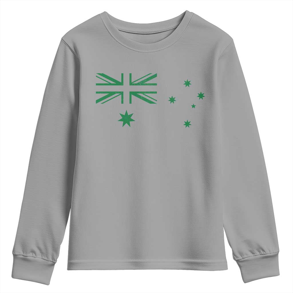 Green Australian Flag Youth Sweatshirt Australia Patriotic Country Pride Monochrome Minimalist Graphic
