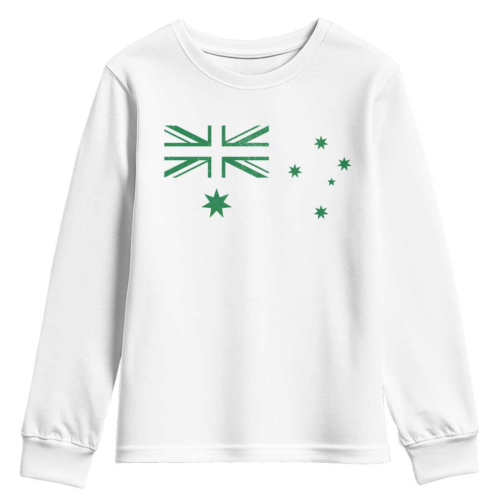 Green Australian Flag Youth Sweatshirt Australia Patriotic Country Pride Monochrome Minimalist Graphic