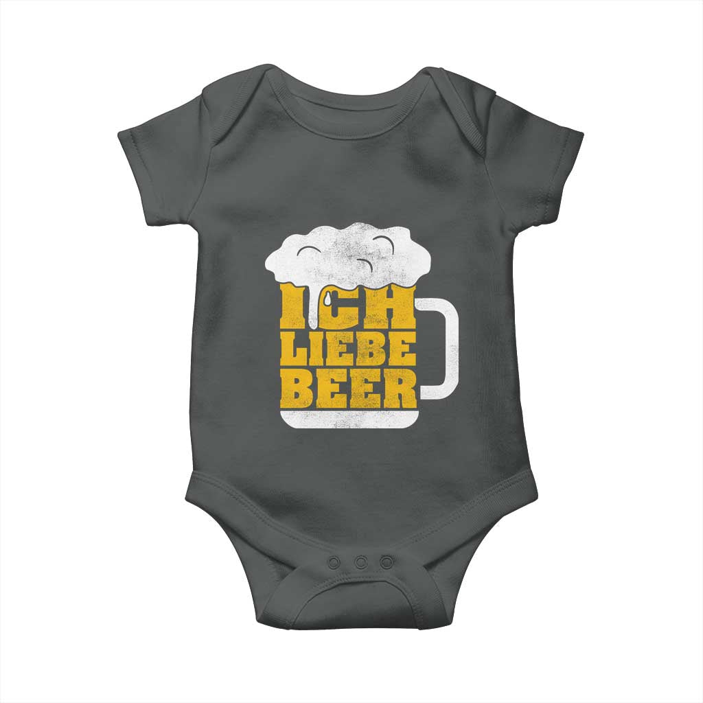 Oktoberfest Drinking Baby Onesie Ich Liebe Bier Octoberfest German TS10 Dark Heather Print Your Wear