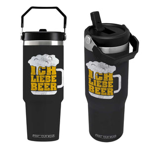 Oktoberfest Drinking Flip Straw Tumbler Ich Liebe Bier Octoberfest German TS10 One Size: 30 oz Black Print Your Wear