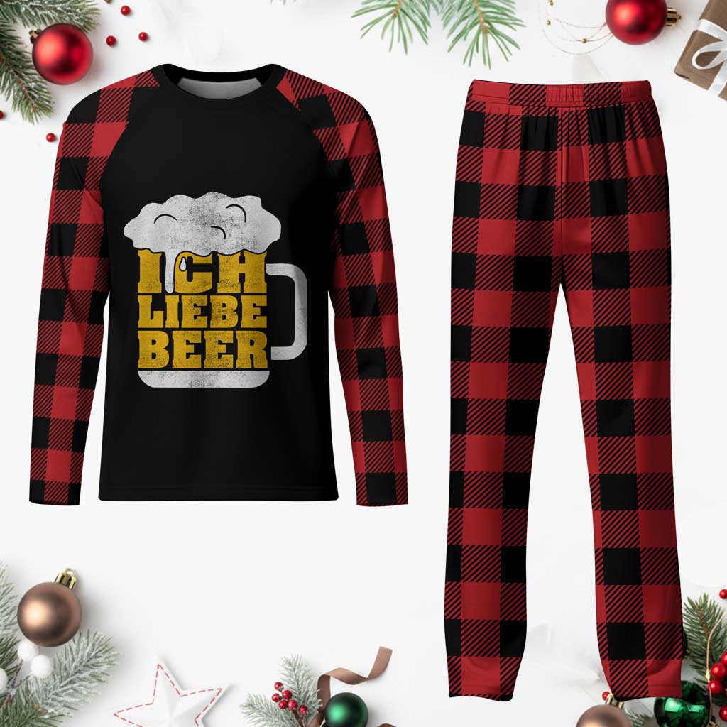 Oktoberfest Drinking Plaid Pajama Set Ich Liebe Bier Octoberfest German TS10 Buffalo Plaid Print Your Wear
