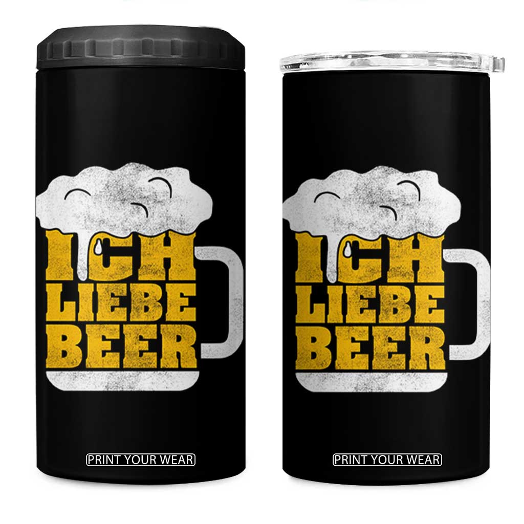 Oktoberfest Drinking 4 in 1 Can Cooler Tumbler Ich Liebe Bier Octoberfest German TS10 One Size: 16 oz Black Print Your Wear