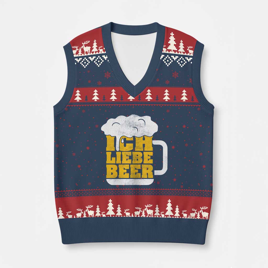 Oktoberfest Drinking V-Neck Knit Sweater Vest Ich Liebe Bier Octoberfest German TS10 Navy Red Print Your Wear