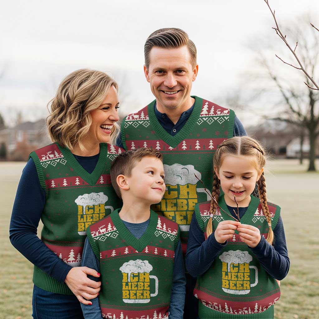 Oktoberfest Drinking V-Neck Knit Sweater Vest Ich Liebe Bier Octoberfest German TS10 Red Green Print Your Wear