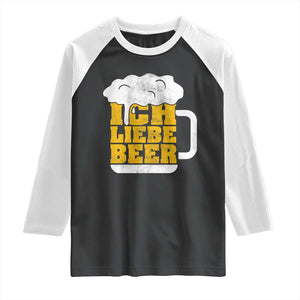 Oktoberfest Drinking Raglan Shirt Ich Liebe Bier Octoberfest German TS10 Black White Print Your Wear