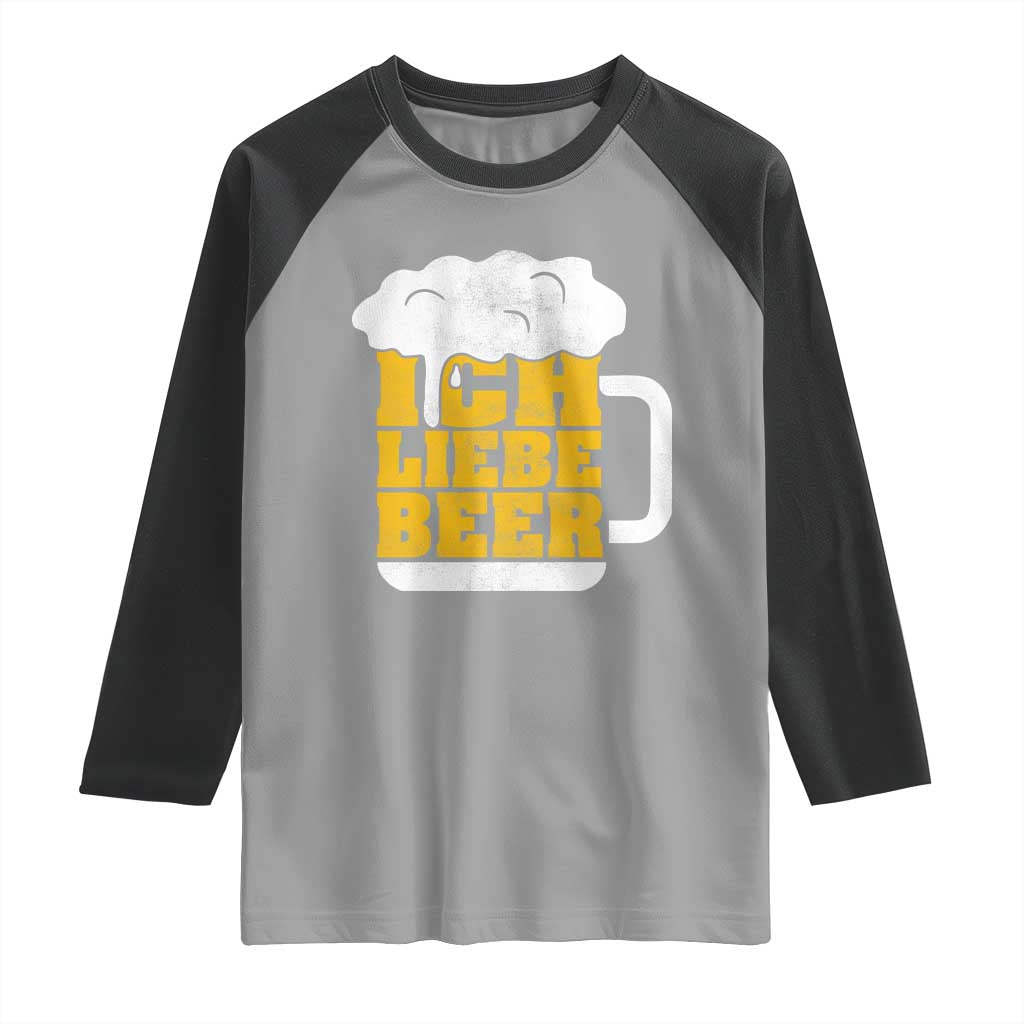 Oktoberfest Drinking Raglan Shirt Ich Liebe Bier Octoberfest German TS10 Sport Gray Black Print Your Wear