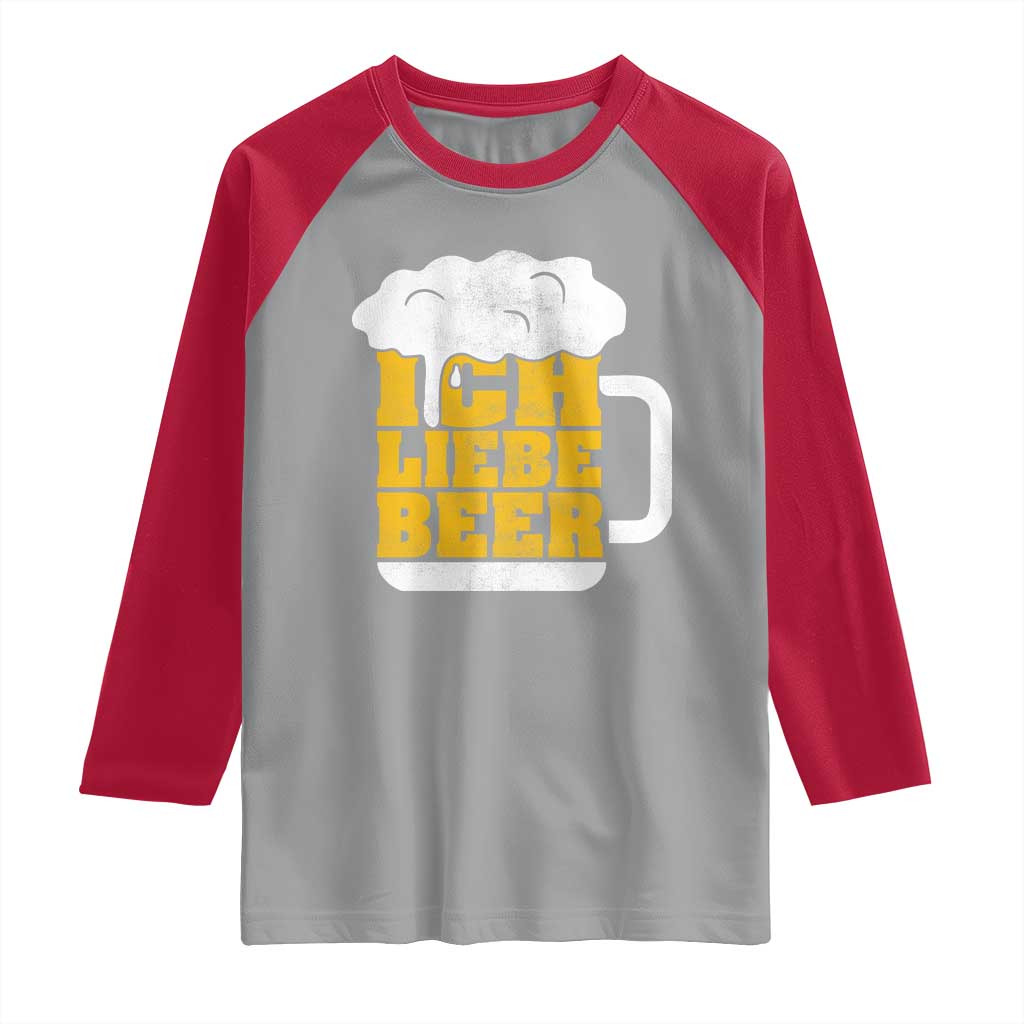 Oktoberfest Drinking Raglan Shirt Ich Liebe Bier Octoberfest German TS10 Sport Gray Red Print Your Wear