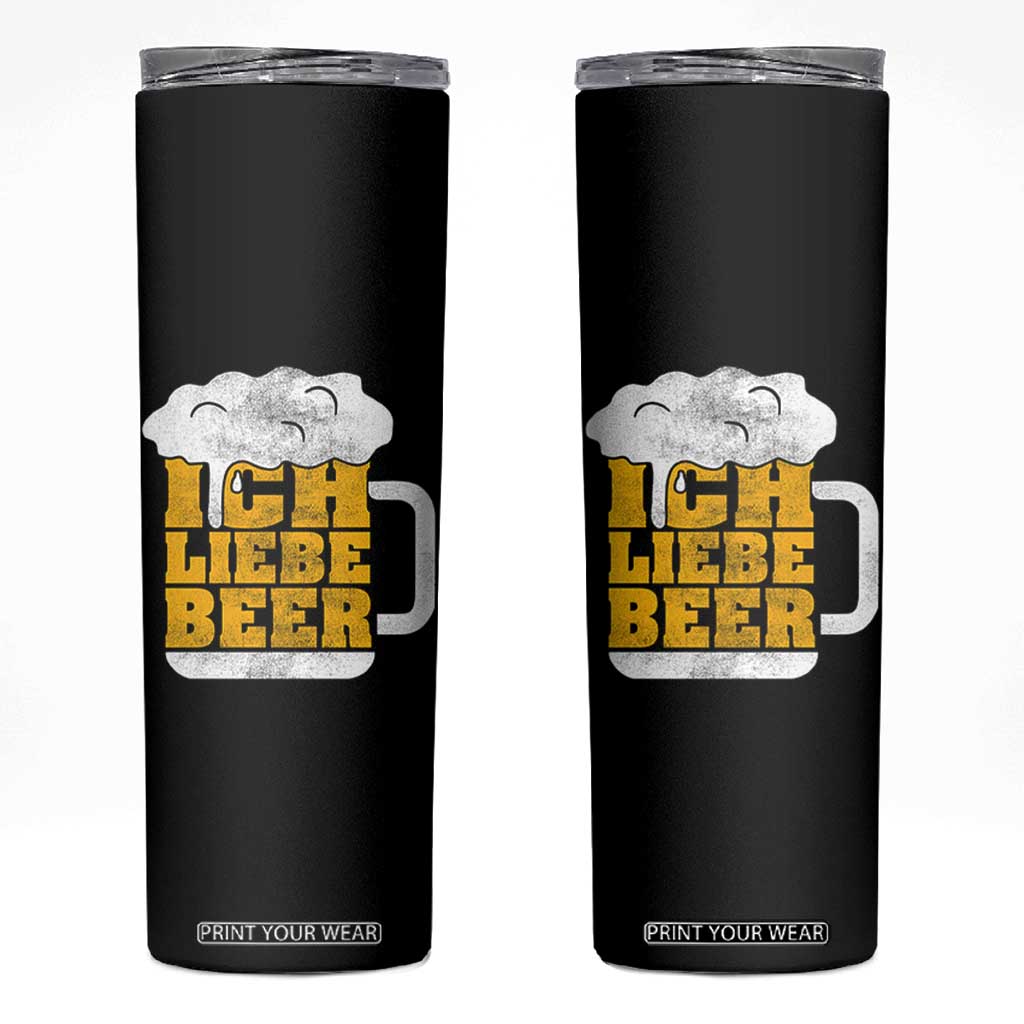 Oktoberfest Drinking Skinny Tumbler Ich Liebe Bier Octoberfest German TS10 Black Print Your Wear