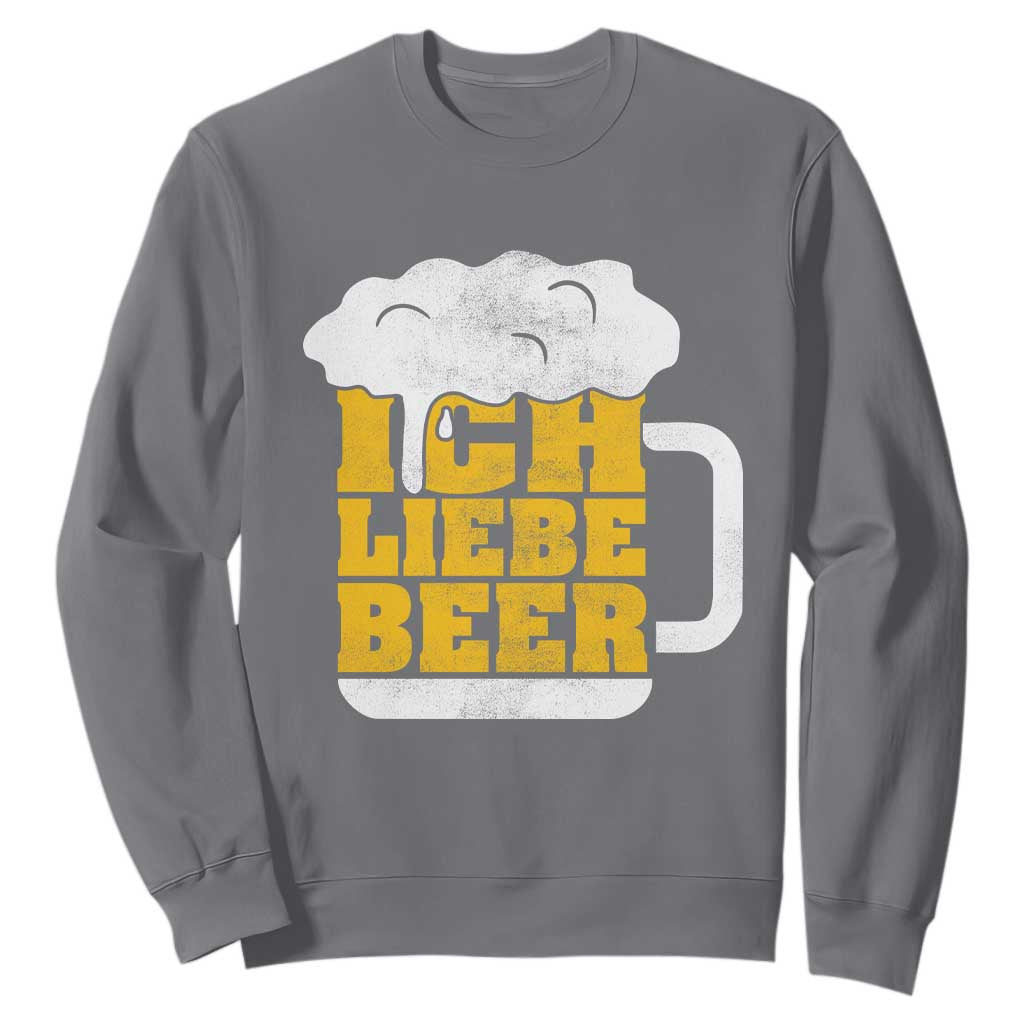 Oktoberfest Drinking Sweatshirt Ich Liebe Bier Octoberfest German TS10 Charcoal Print Your Wear