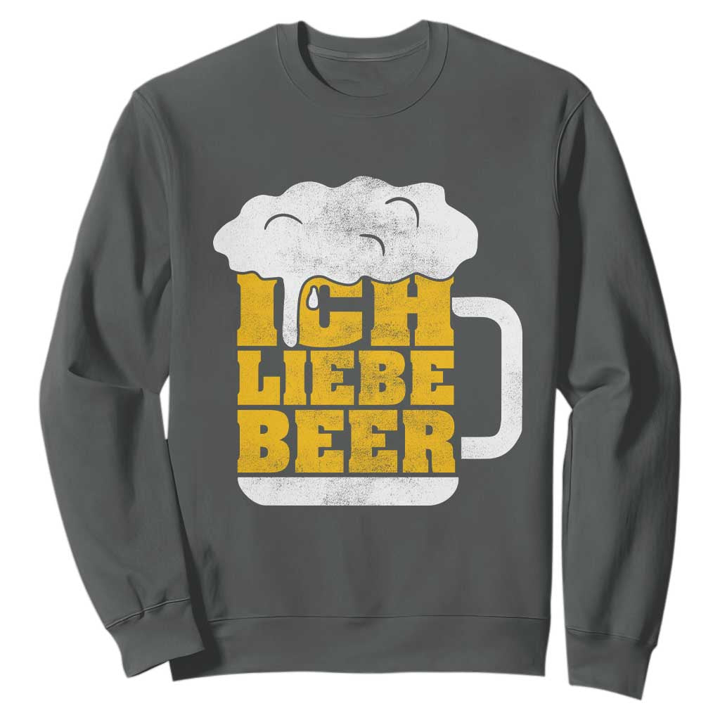 Oktoberfest Drinking Sweatshirt Ich Liebe Bier Octoberfest German TS10 Dark Heather Print Your Wear
