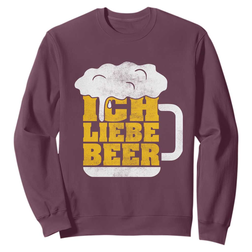 Oktoberfest Drinking Sweatshirt Ich Liebe Bier Octoberfest German TS10 Maroon Print Your Wear