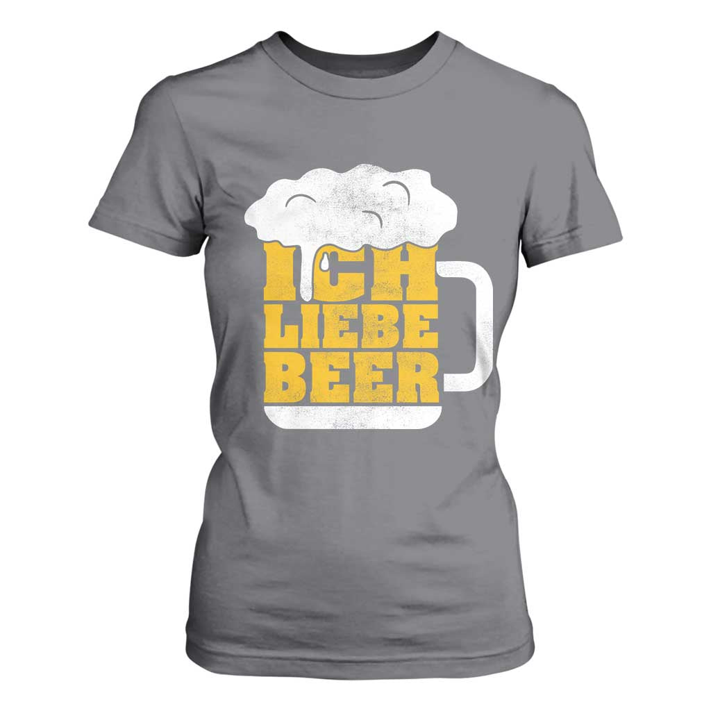 Oktoberfest Drinking T Shirt For Women Ich Liebe Bier Octoberfest German TS10 Charcoal Print Your Wear