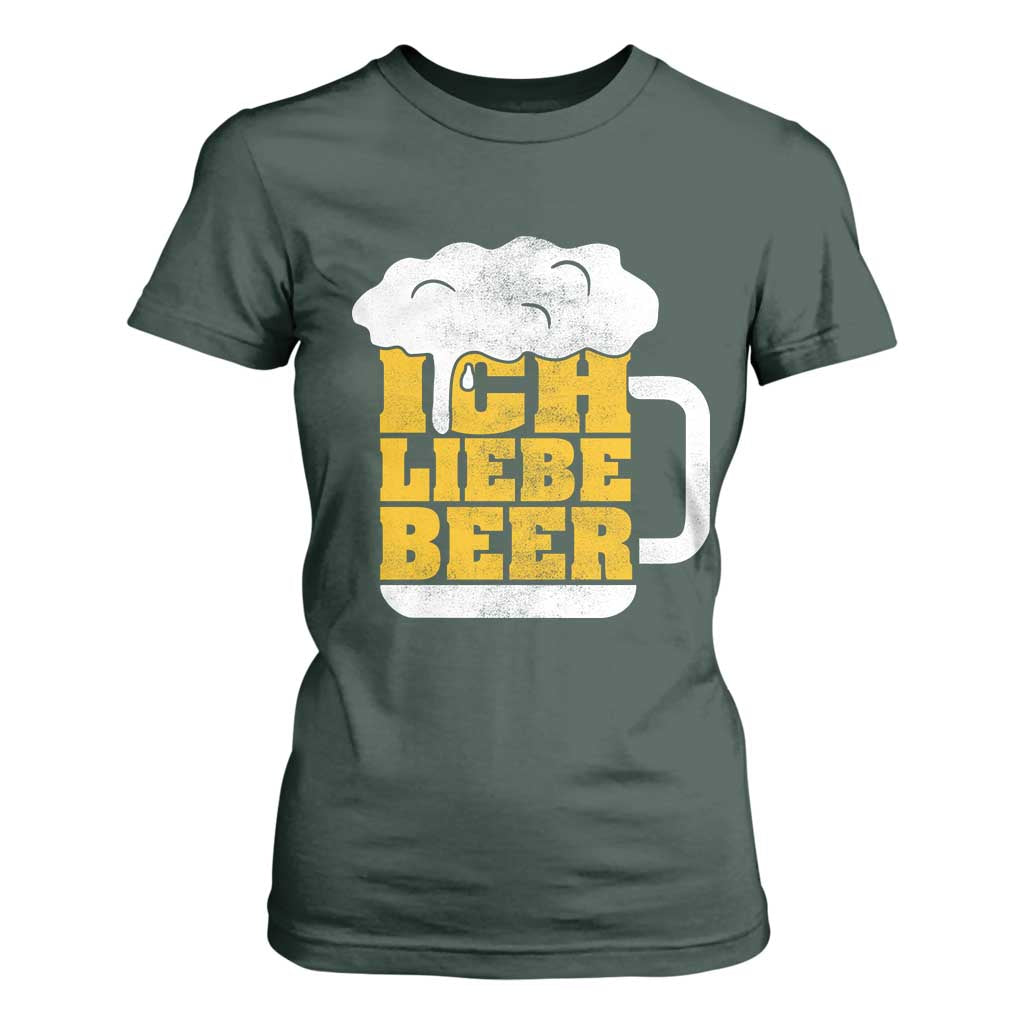 Oktoberfest Drinking T Shirt For Women Ich Liebe Bier Octoberfest German TS10 Dark Forest Green Print Your Wear
