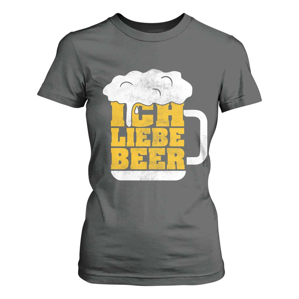 Oktoberfest Drinking T Shirt For Women Ich Liebe Bier Octoberfest German TS10 Dark Heather Print Your Wear