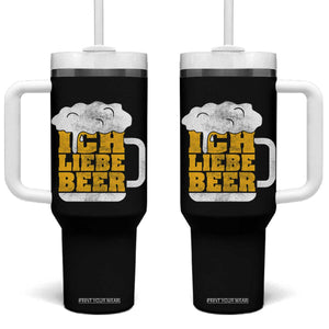 Oktoberfest Drinking Tumbler With Handle Ich Liebe Bier Octoberfest German TS10 One Size: 40 oz Black Print Your Wear