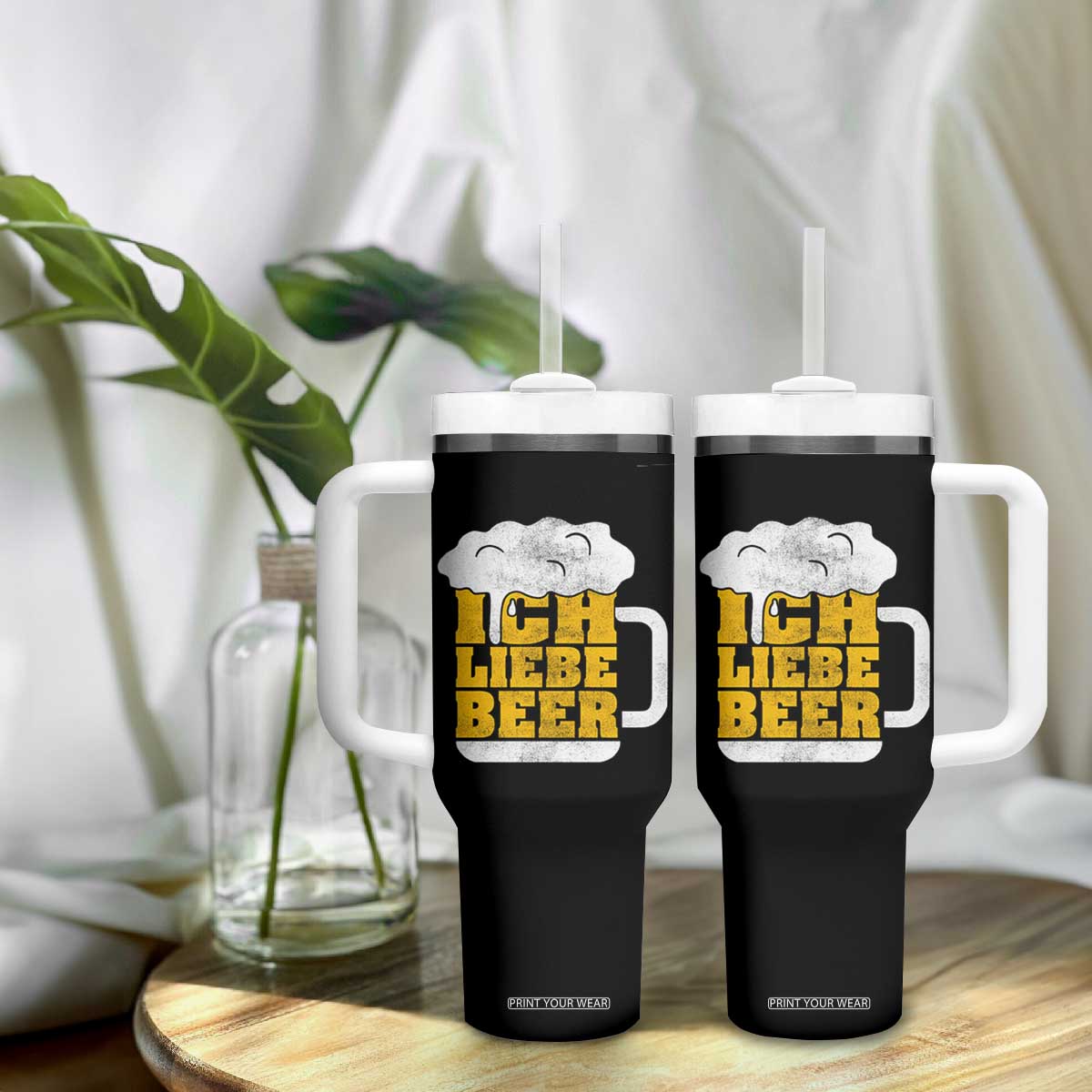 Oktoberfest Drinking Tumbler With Handle Ich Liebe Bier Octoberfest German TS10 Print Your Wear