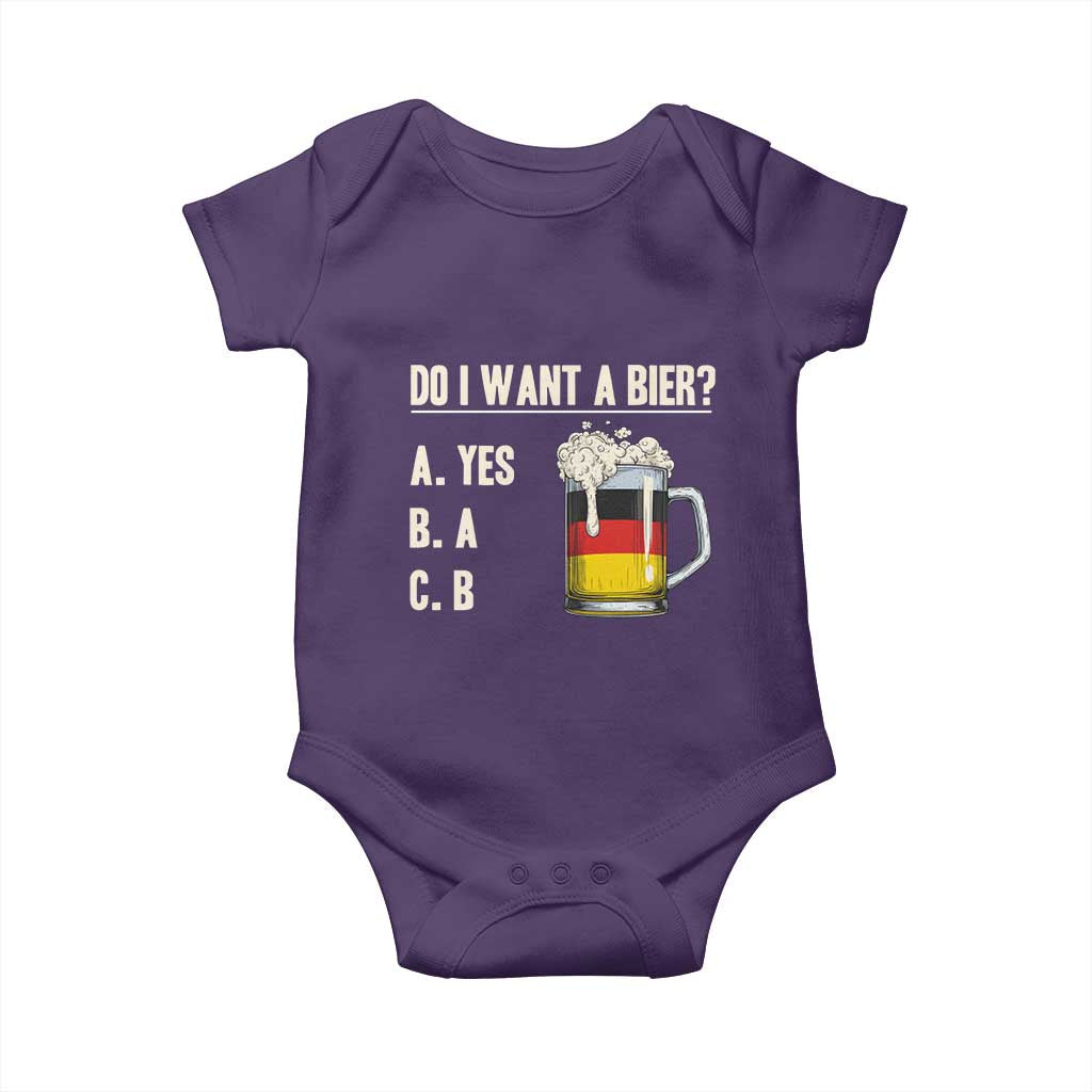 Funny Oktoberfest Baby Onesie Do I Want A Bier Sarcastic Drinking German Flag TS10 Purple Print Your Wear