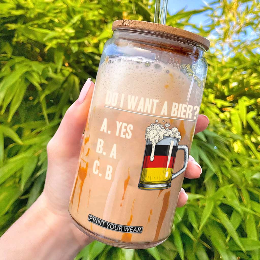 Funny Oktoberfest Glass Can Do I Want A Bier Sarcastic Drinking German Flag TS10 Black Print Your Wear