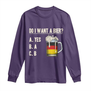 Funny Oktoberfest Long Sleeve Shirt Do I Want A Bier Sarcastic Drinking German Flag TS10 Purple Print Your Wear