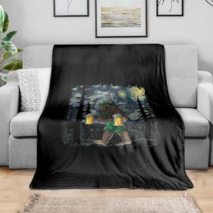 Funny Oktoberfest Bigfoot Throw Blanket Starry Night German Sasquatch Beer Lederhose TS10 Print Your Wear