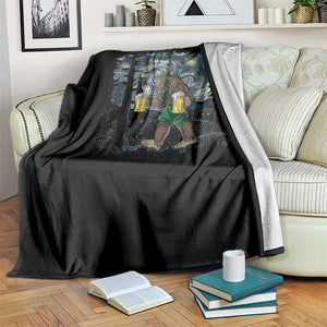 Funny Oktoberfest Bigfoot Throw Blanket Starry Night German Sasquatch Beer Lederhose TS10 Print Your Wear