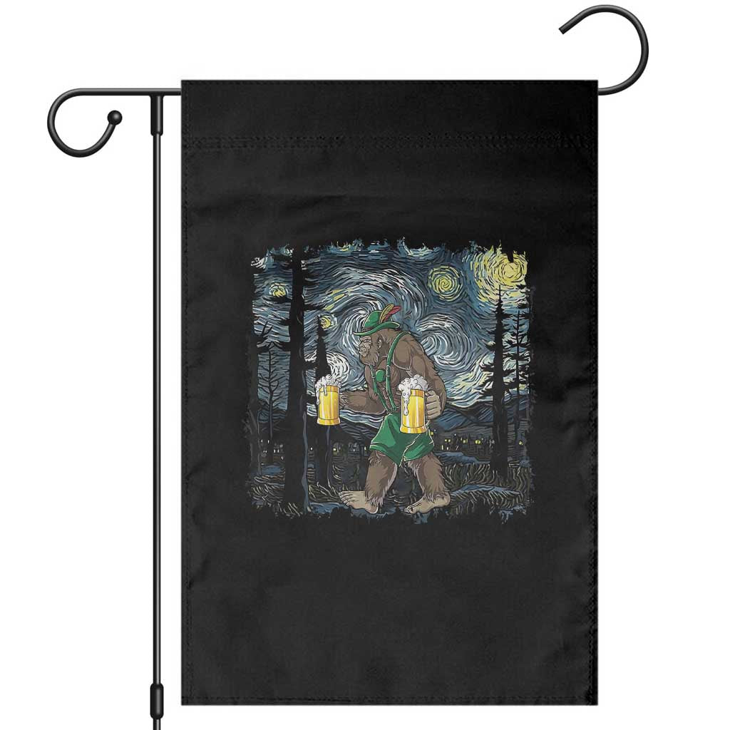 Funny Oktoberfest Bigfoot Garden Flag Starry Night German Sasquatch Beer Lederhose TS10 Black Print Your Wear
