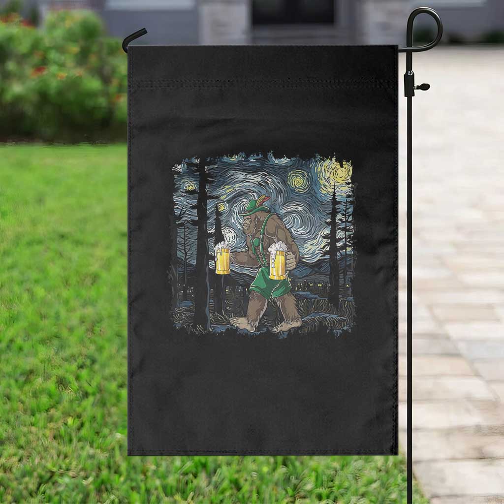 Funny Oktoberfest Bigfoot Garden Flag Starry Night German Sasquatch Beer Lederhose TS10 Print Your Wear