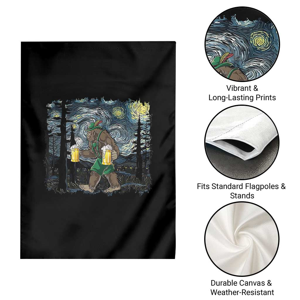 Funny Oktoberfest Bigfoot Garden Flag Starry Night German Sasquatch Beer Lederhose TS10 Print Your Wear