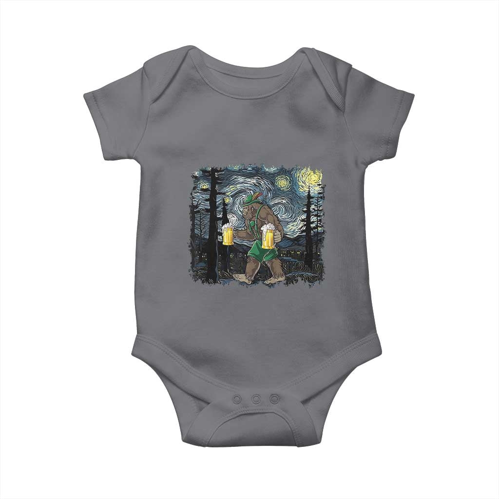Funny Oktoberfest Bigfoot Baby Onesie Starry Night German Sasquatch Beer Lederhose TS10 Charcoal Print Your Wear