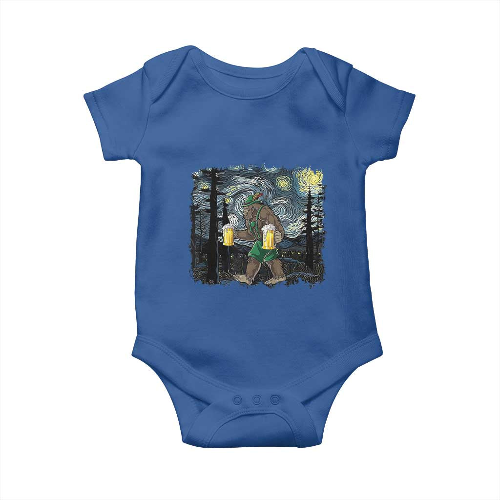 Funny Oktoberfest Bigfoot Baby Onesie Starry Night German Sasquatch Beer Lederhose TS10 Royal Blue Print Your Wear