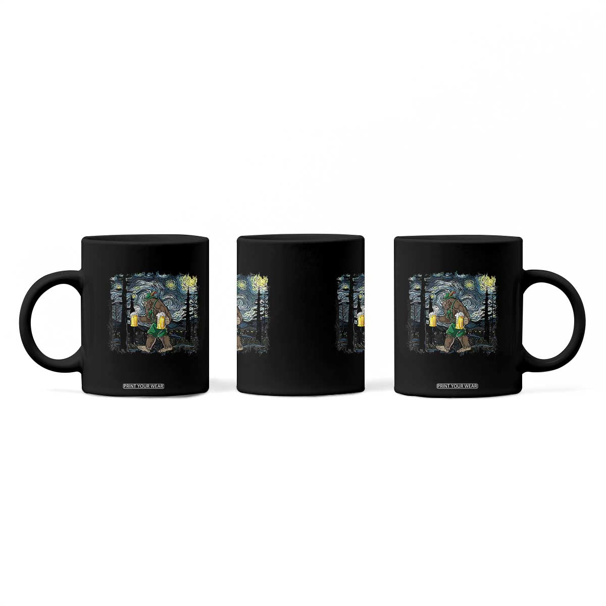 Funny Oktoberfest Bigfoot Coffee Mug Starry Night German Sasquatch Beer Lederhose TS10 Print Your Wear