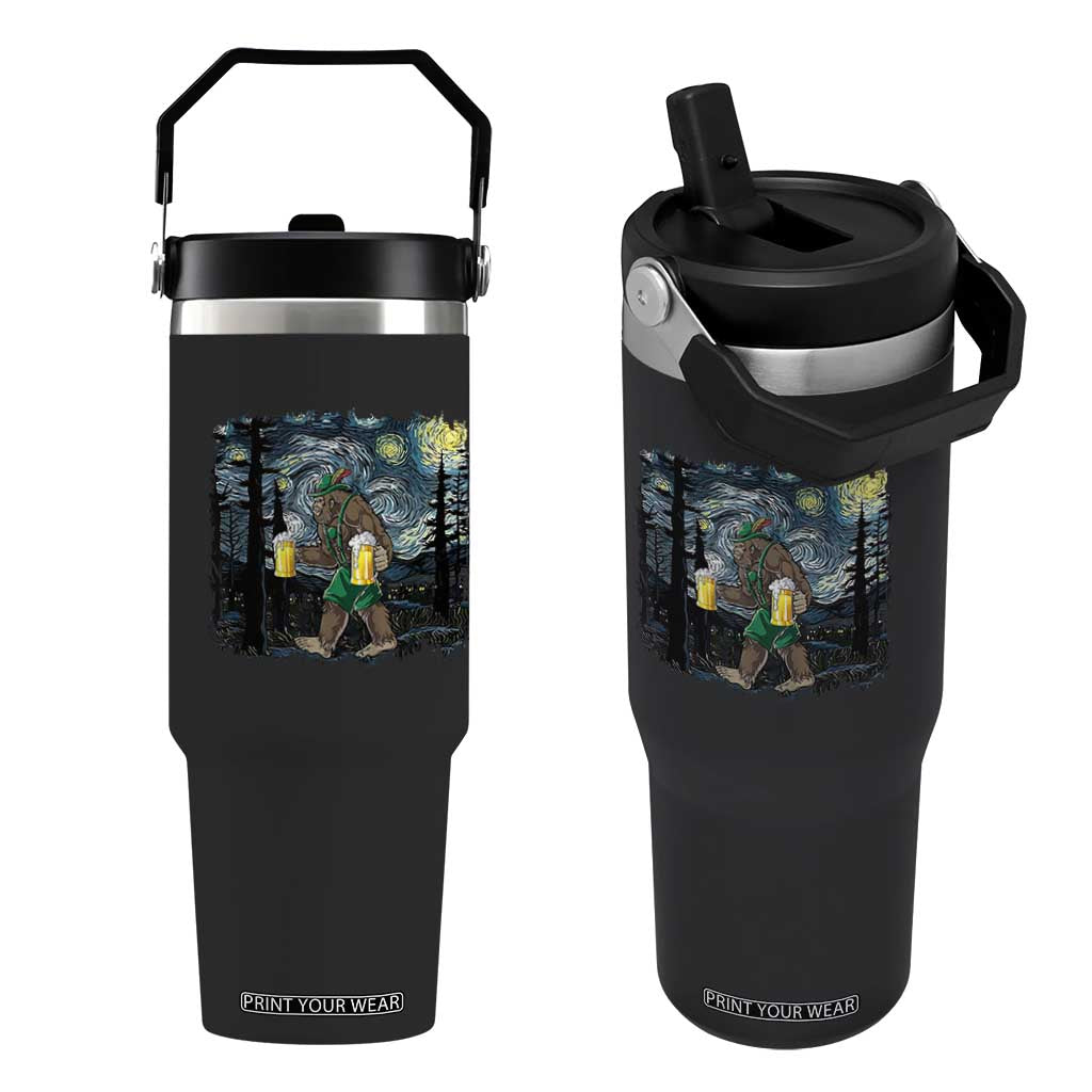 Funny Oktoberfest Bigfoot Flip Straw Tumbler Starry Night German Sasquatch Beer Lederhose TS10 One Size: 30 oz Black Print Your Wear