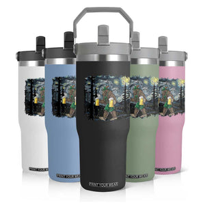 Funny Oktoberfest Bigfoot Flip Straw Tumbler Starry Night German Sasquatch Beer Lederhose TS10 Print Your Wear
